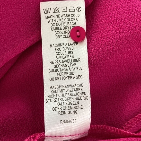 Adrianna Papell Hot Pink V-Neck Long Sleeve Tunic Blouse Semi-Sheer Lightweight - Picture 10 of 15